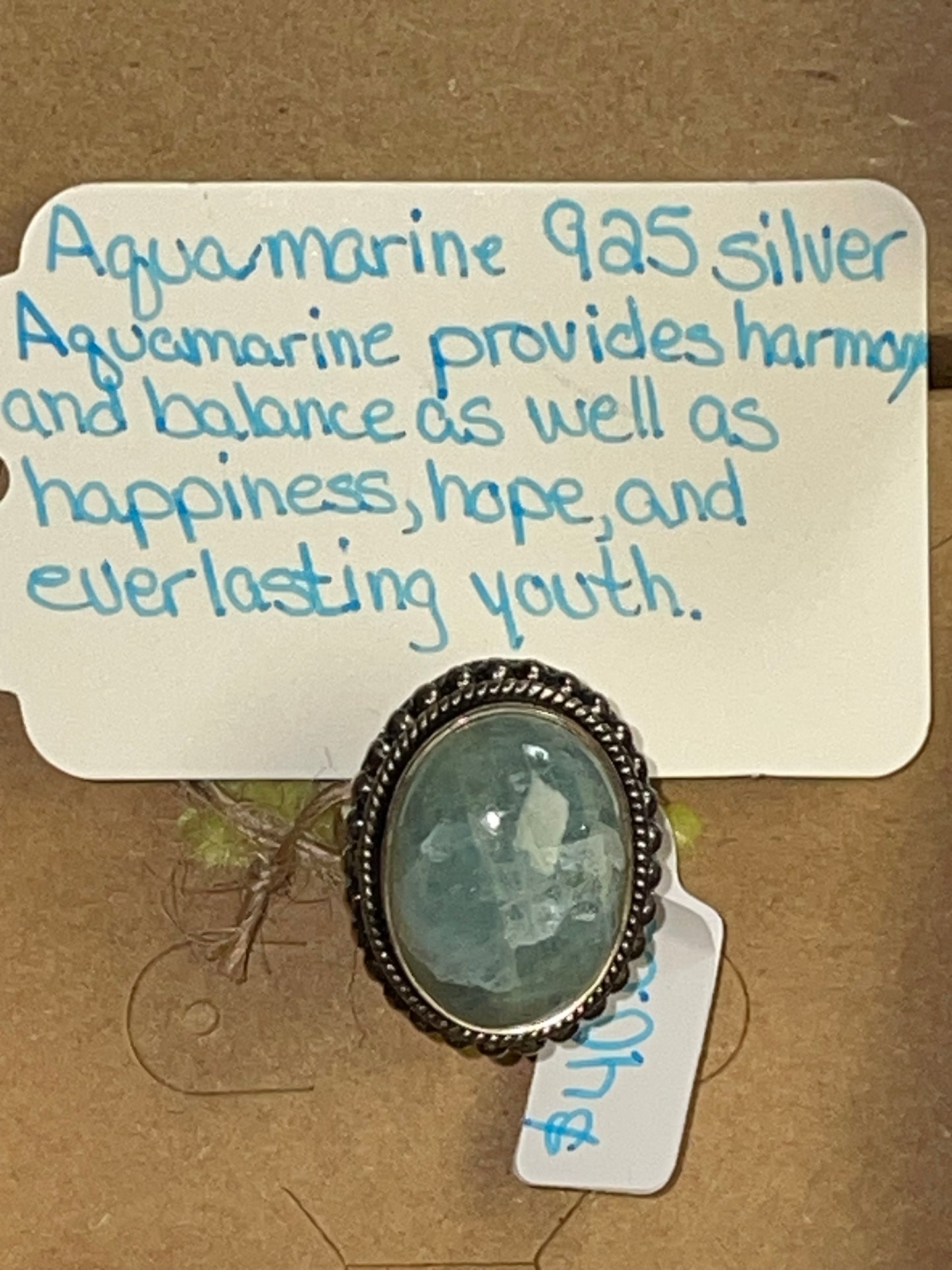 Aquamarine Cabochon Sterling Silver Ring