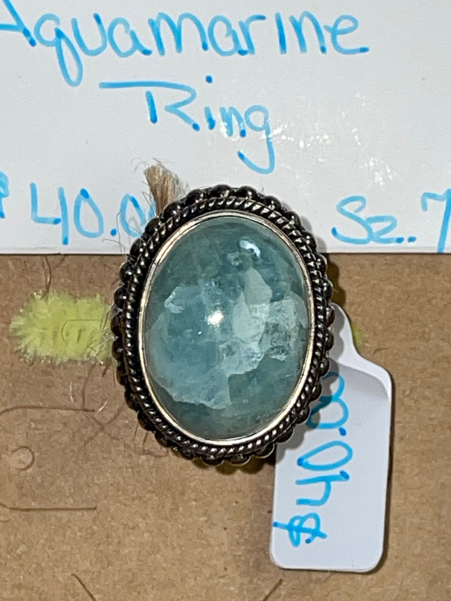 Aquamarine Cabochon Sterling Silver Ring