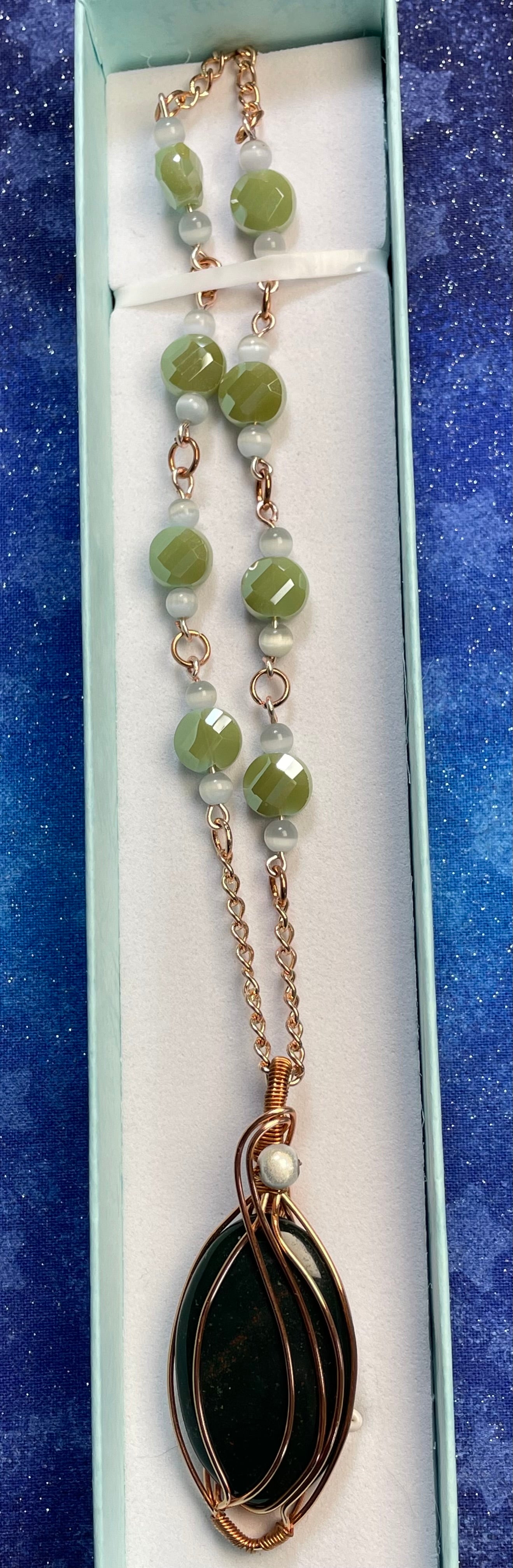 Green Jasper Wire Wrapped Necklace