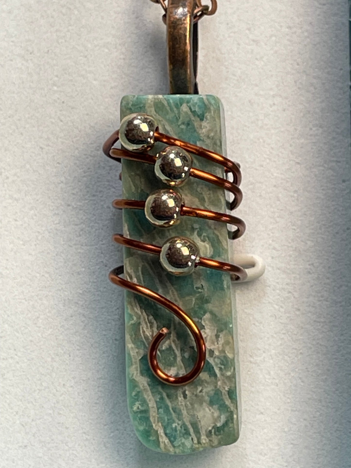 Amazonite & Swarovski Crystal Wire Wrapped Necklace