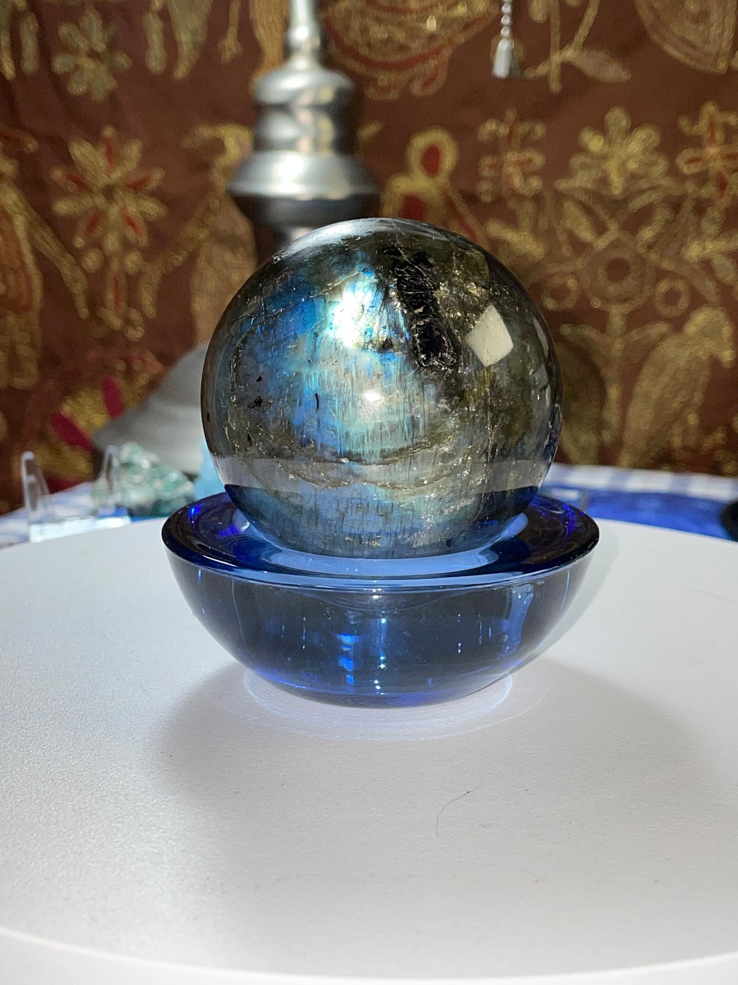 Blue Glass Sphere Holder