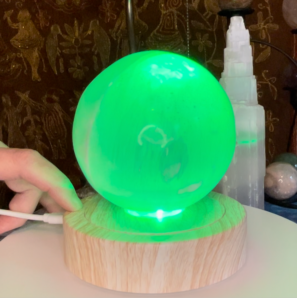 Rotating USB or Battery powered Lighted Sphere Stand