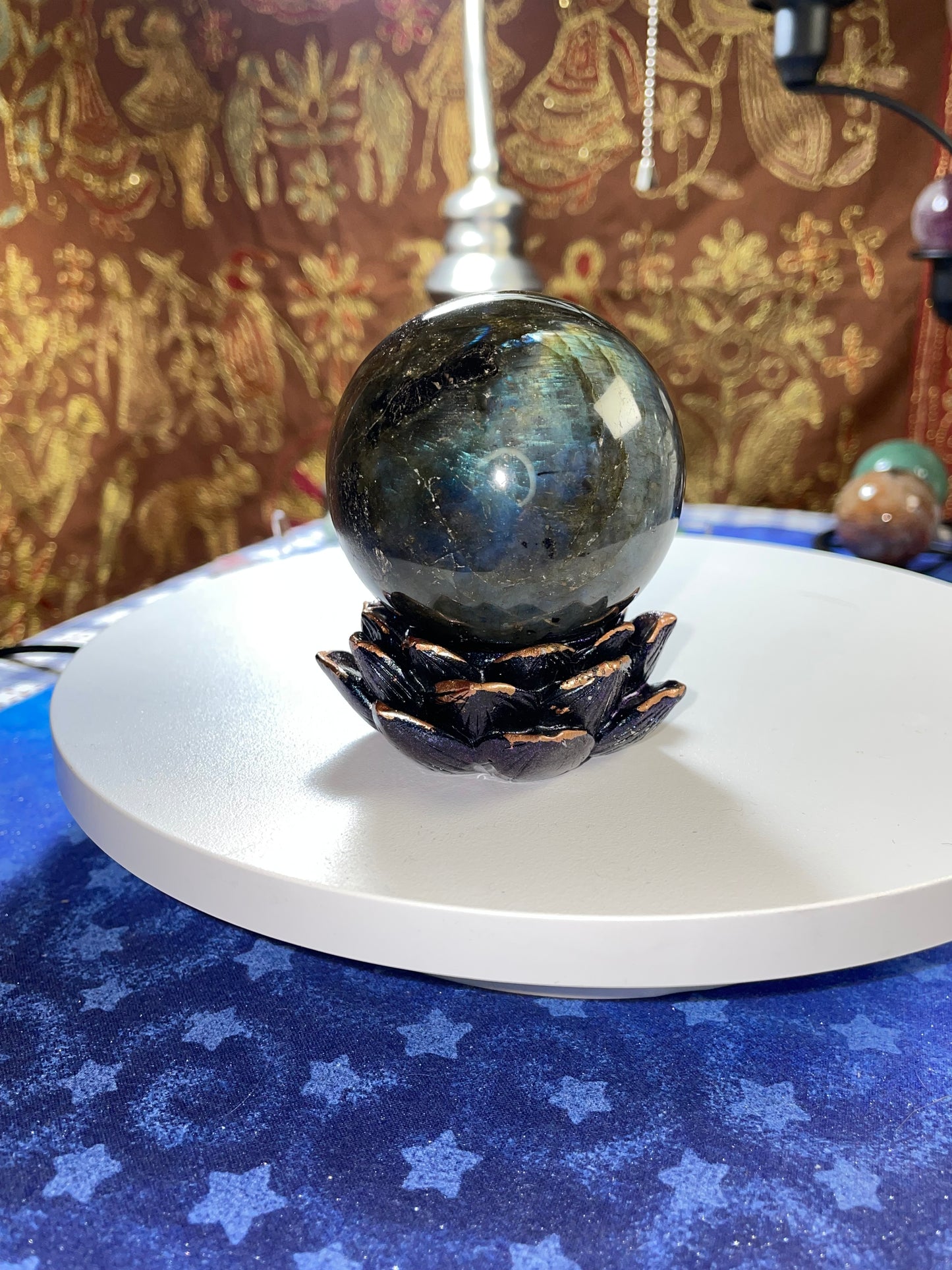Blue & Gold LOTUS Sphere stand/holder