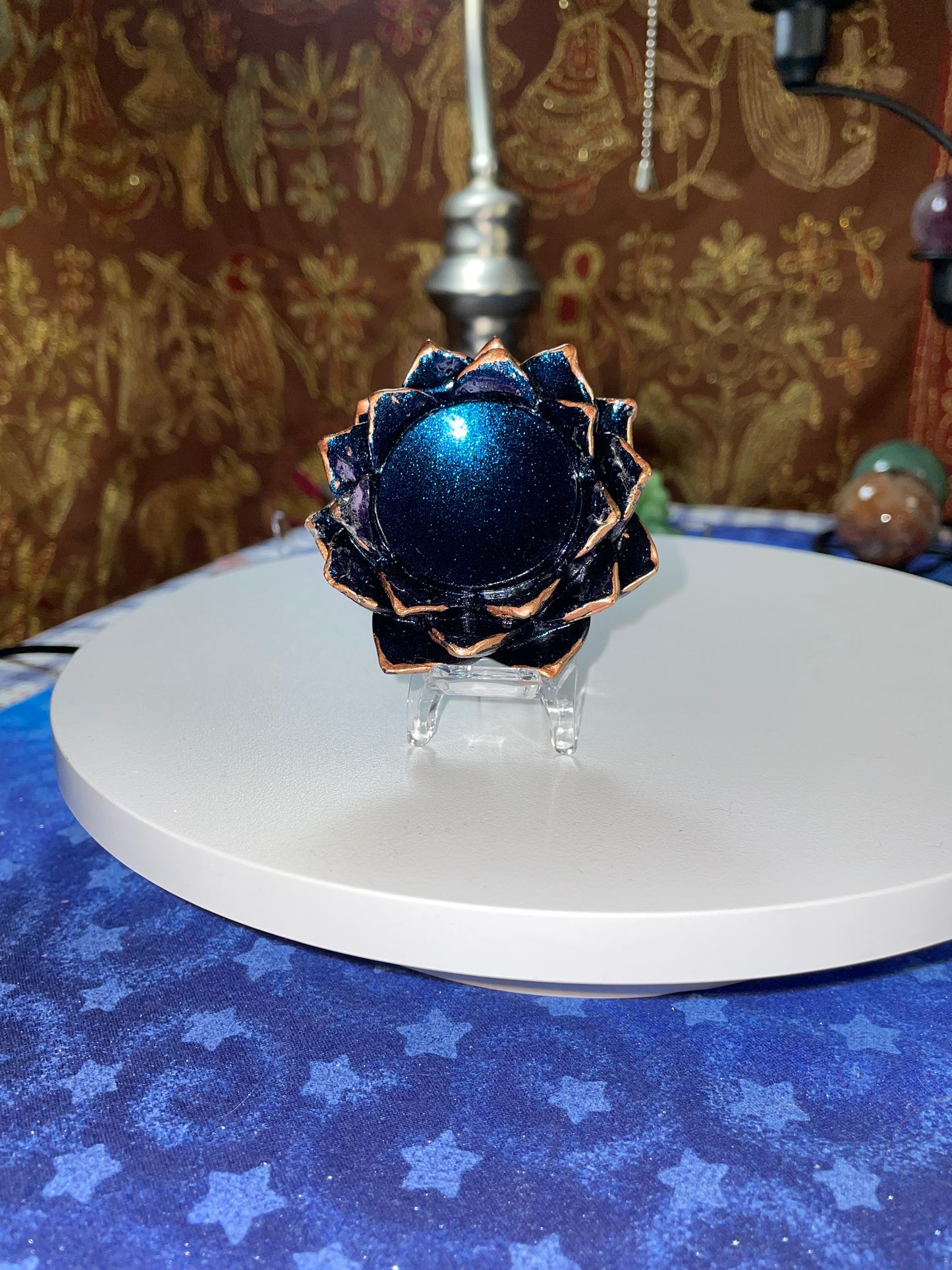 Blue & Gold LOTUS Sphere stand/holder