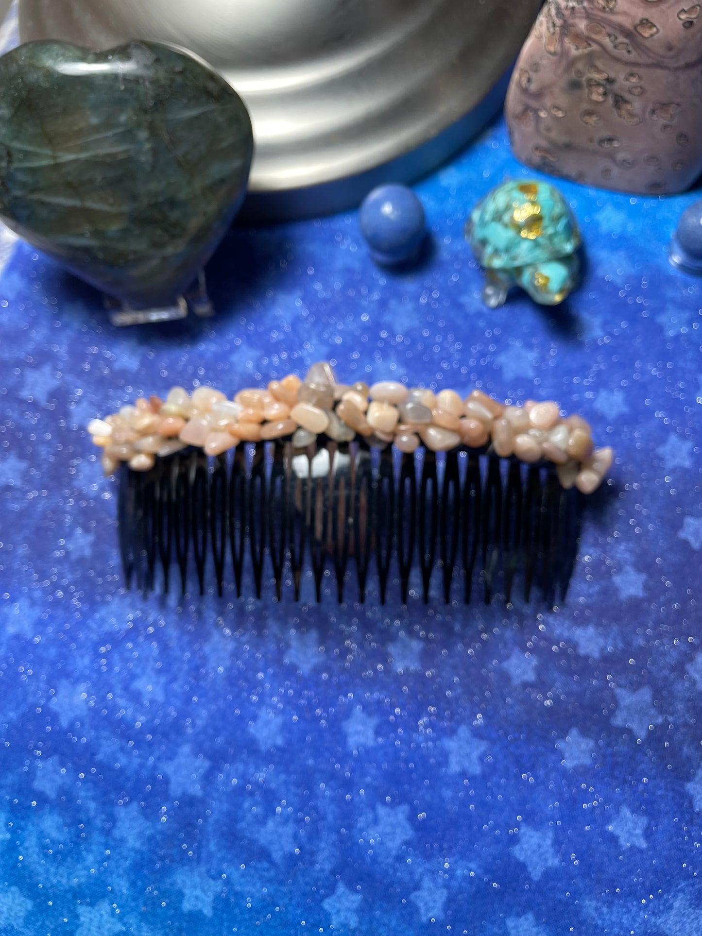 Peach Moonstone Hair Comb