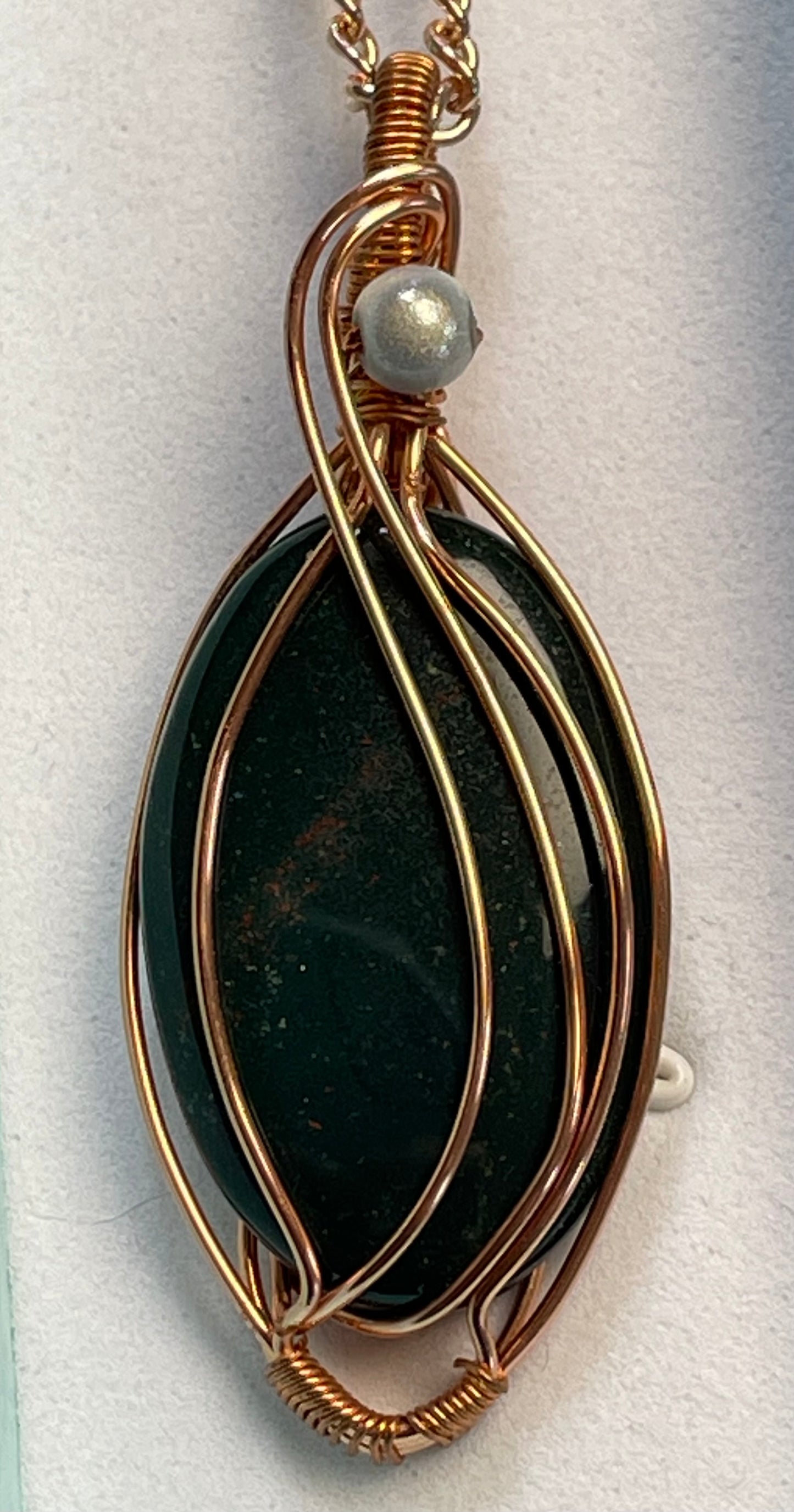 Green Jasper Wire Wrapped Necklace