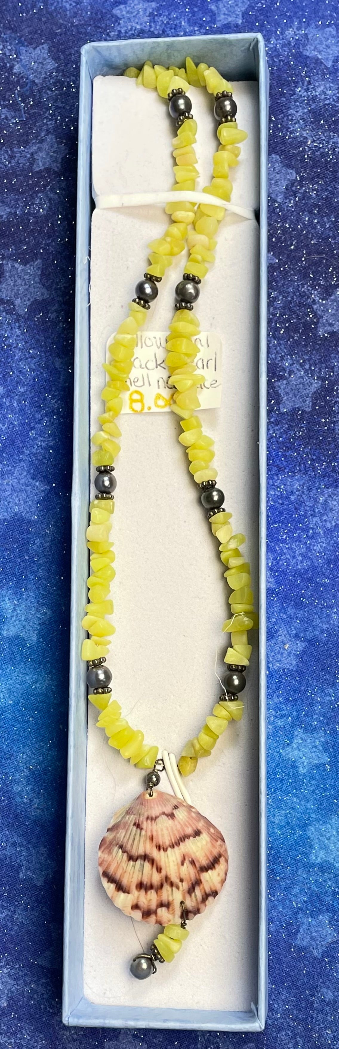 Yellow Opal & Black Pearl Shell Necklace