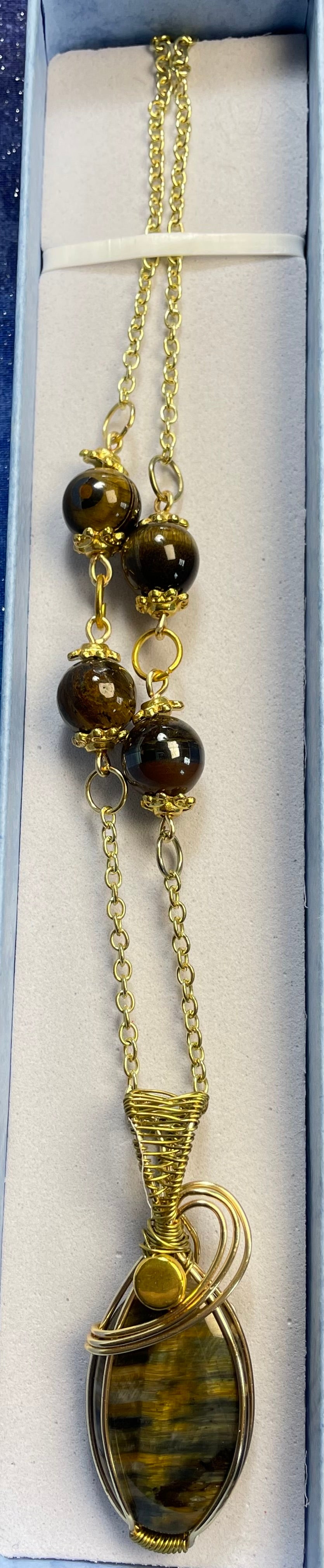 Blue & Gold Tiger’s Eye Necklace