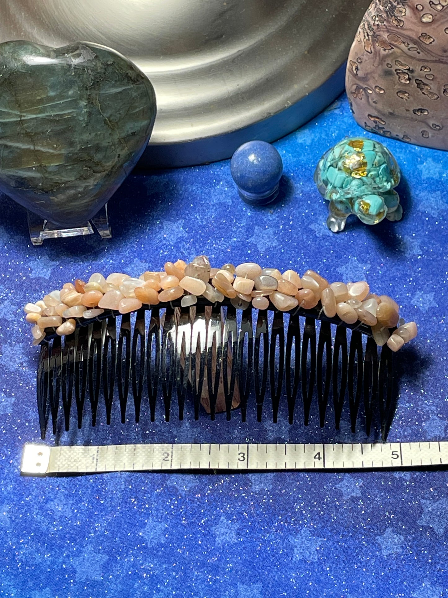 Peach Moonstone Hair Comb