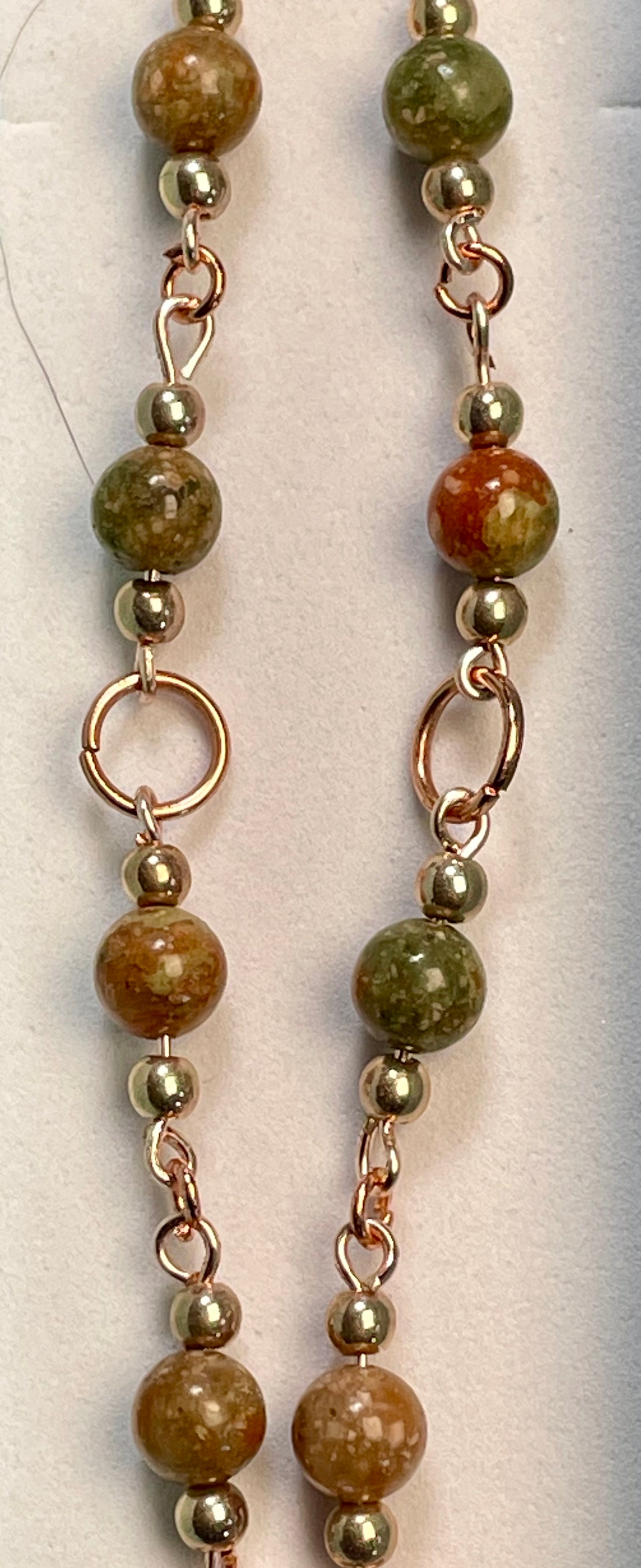Unakite Wire Wrapped Necklace