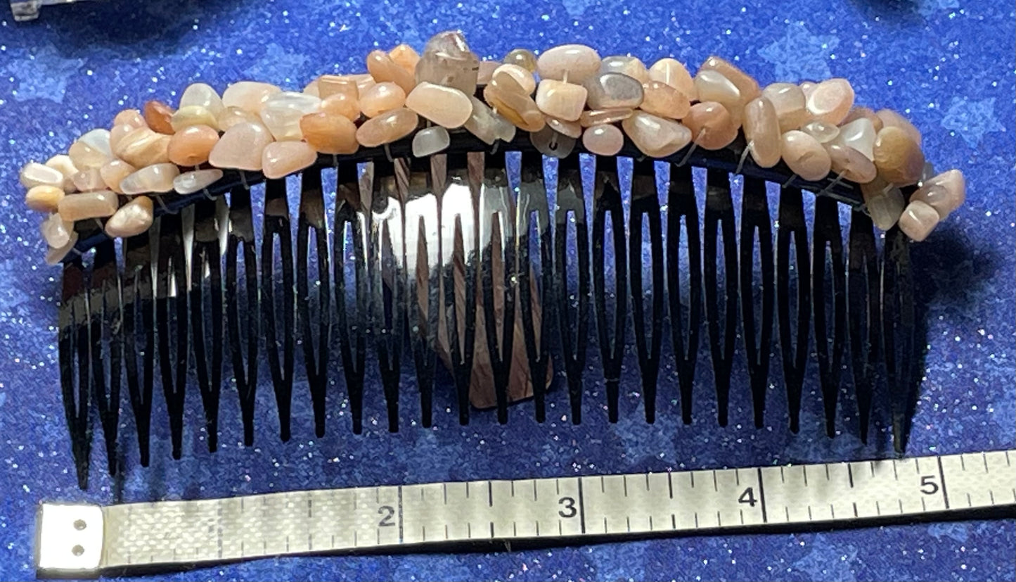 Peach Moonstone Hair Comb
