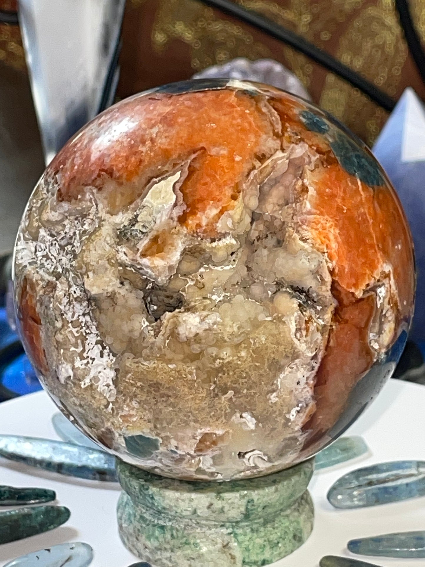 SUNSTONE & BLUE APATITE sphere ~*RARE*~