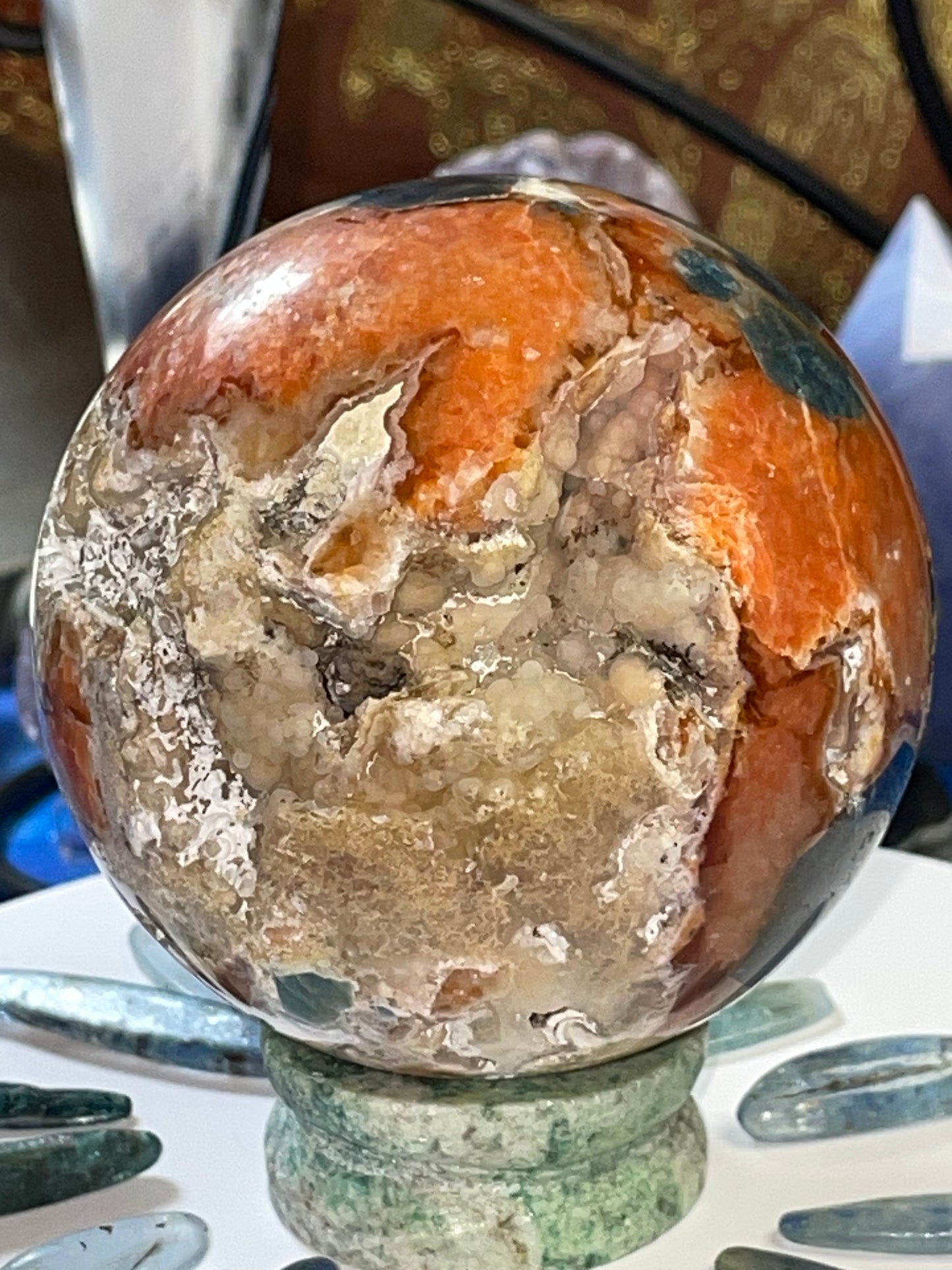 SUNSTONE & BLUE APATITE sphere ~*RARE*~