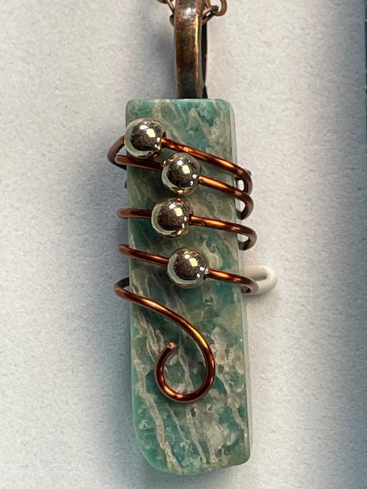 Amazonite & Swarovski Crystal Wire Wrapped Necklace