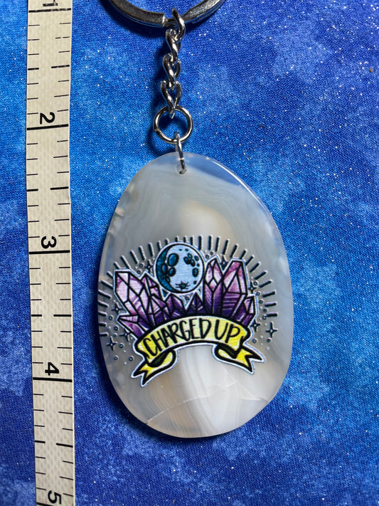 Charged Up Agate Keychain