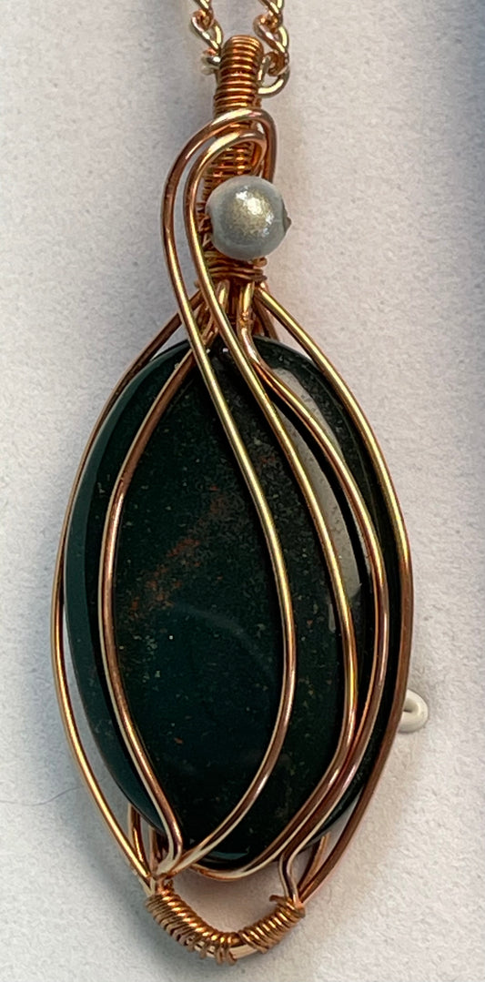 Green Jasper Wire Wrapped Necklace