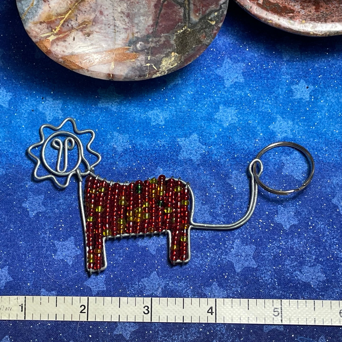 Beaded Lion Keychain