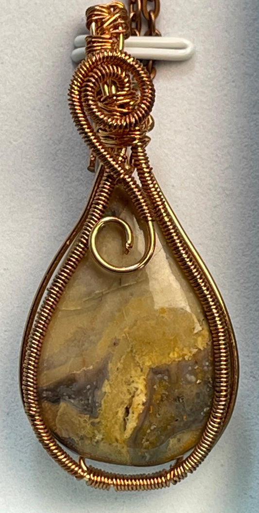 Bumblebee Jasper Wire Wrapped Pendant