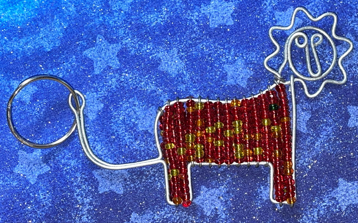 Beaded Lion Keychain