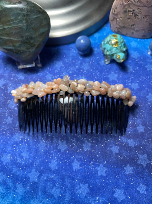 Peach Moonstone Hair Comb