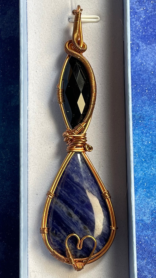 Black Obsidian & Sodalite Amulet