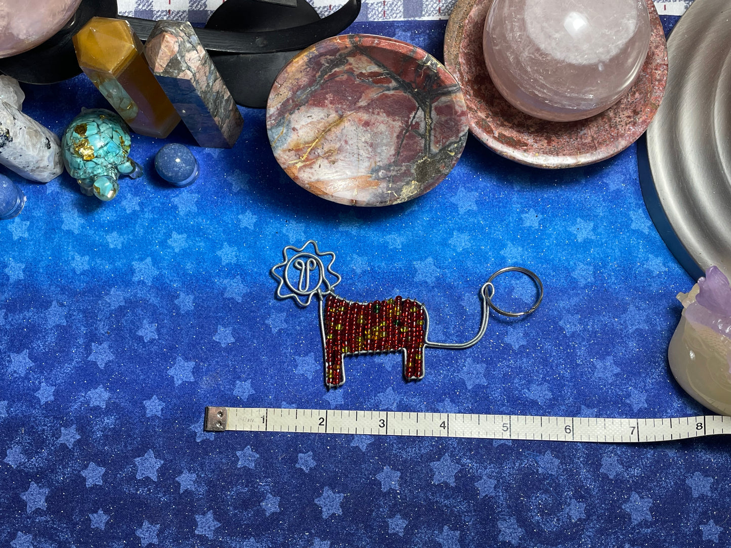 Beaded Lion Keychain