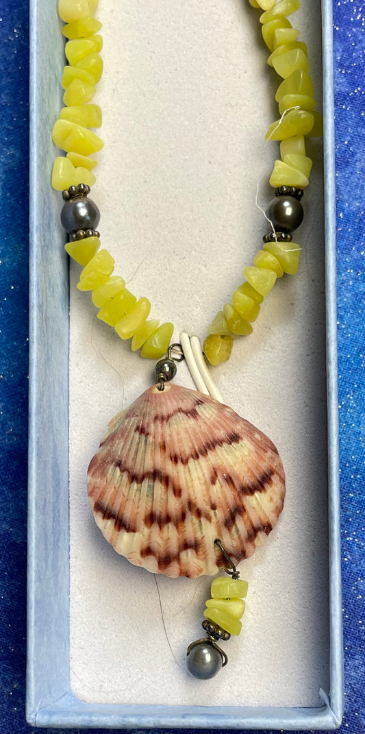 Yellow Opal & Black Pearl Shell Necklace